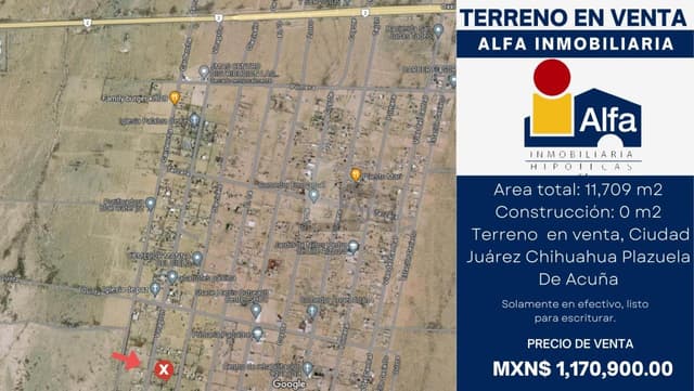 Terreno en venta Ciudad Juárez Chihuahua Colonia Plazuela de Acuña