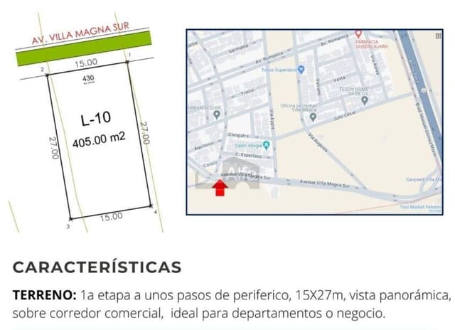 Terreno en ZONA COMERCIAL en nueva etapa Villa Magna, San Luis Potosí