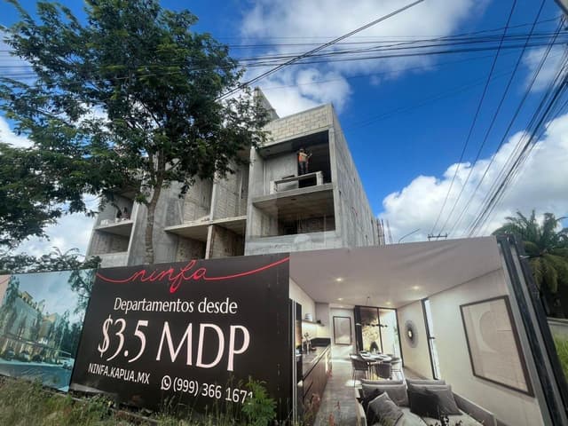 Depto 2 recamaras en Temozon Norte, Mérida, con terraza y piscina privada. PB