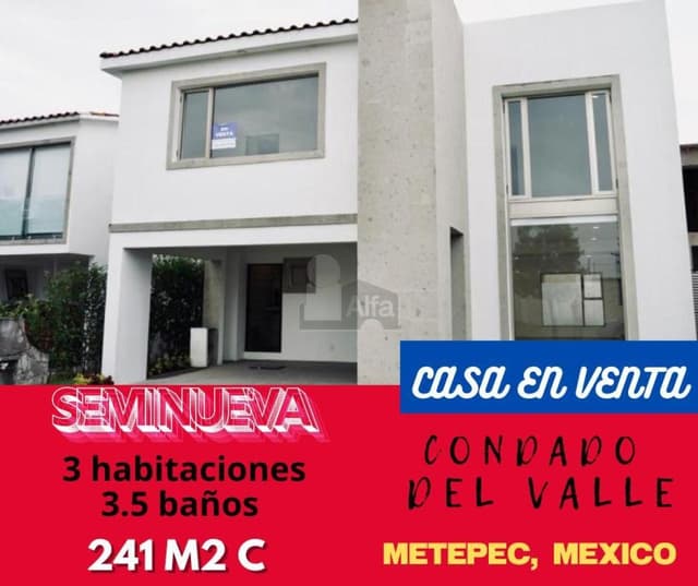 Casa en venta en Condado del Valle, Metepec Estado de México.