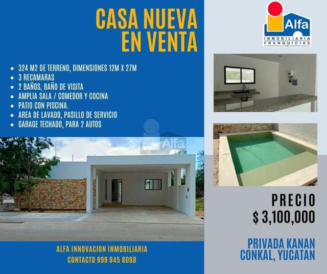Casa en Preventa, 3 recamaras con closet, 2 baños, en privada, vigilancia 24/7, 324m2 de terreno