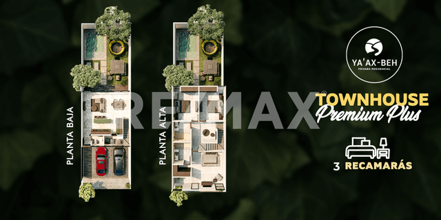 Venta de TOWNHOUSE PREMIUM Plus 194 m2 en Residencial Ya'ax-Beh Conckal Yucatán.