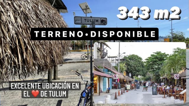 Terreno en venta 343.5 m2 • T U L U M •  C E N T R O •