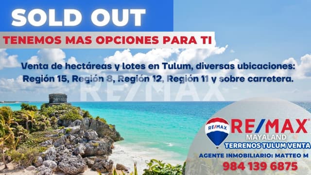 EN VENTA LOTE EN "LA REGION 15 DE TULUM"  MANZANA 114