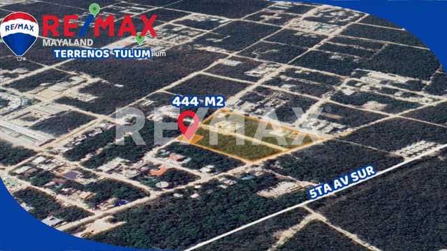 En Venta lote de 444 m2 en esquina Region 15 de tulum 
