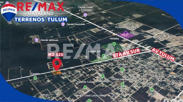 En venta terreno de 1129 m2 en la 5ta av tulum