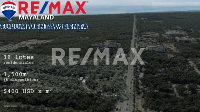 en venta lote en av coba a 3 km de la playa de tulum