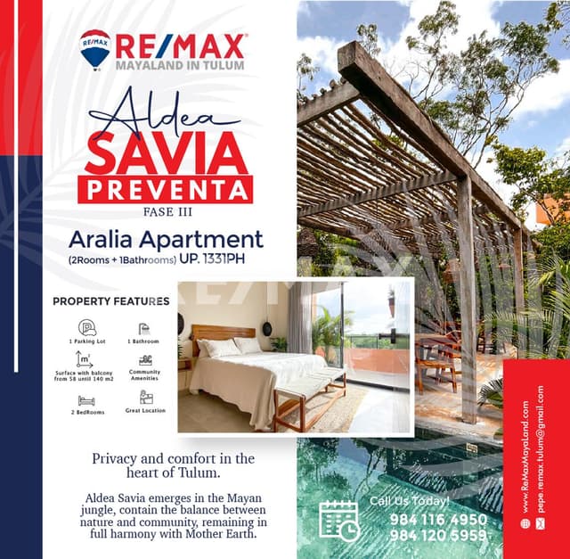 PREVENTA DE HERMOSO DEPARTAMENTO E 2 RECAMARAS EN TULUM