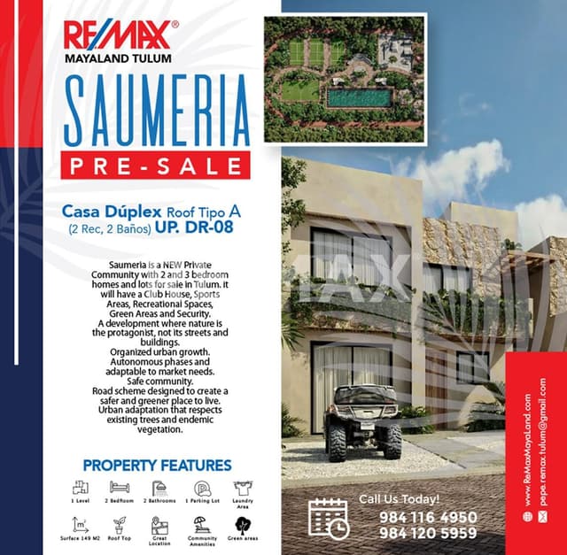 EN VENTA HERMOSA CASA DÚPLEX ROOF EN SAUMERIA TULUM.