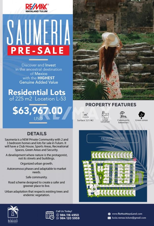 PREVENTA 225M2 LOTES RESIDENCIALES EN TULUM