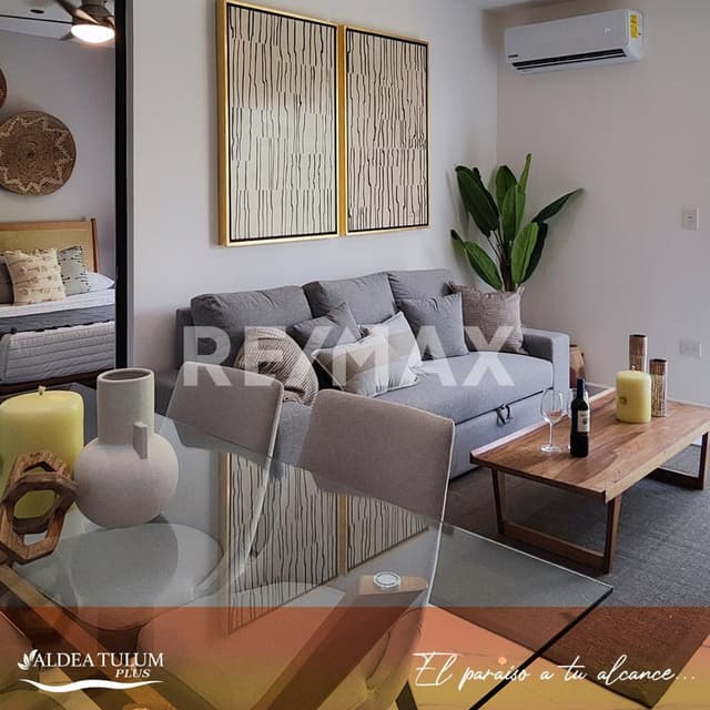 EN VENTA HERMOSO DEPARTAMENTO DE 2 RECAMARAS EN ALDEA TULUM PLUS.