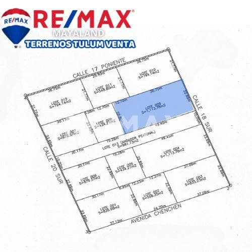 En venta lote de 1,114 m2 en ESQUINA "Region 15 de TULUM" 