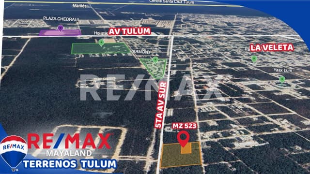 Oportunidad terreno de 1129 m2 en la 5ta av de Tulum 