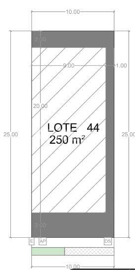 LOTE 44 A 250 m2  10 X 25 $ 7'200 m2