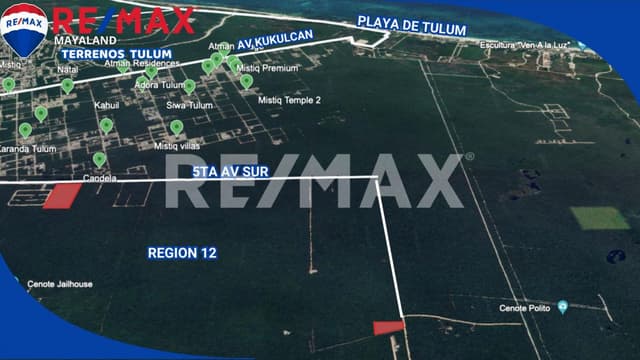 En venta lote de 7558 m2 en Region 12 a 4.5 km de la playa de tulum