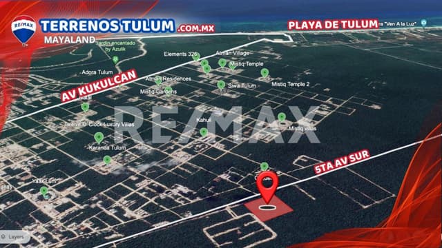 En venta 2 hectareas en la 5ta Av de Tulum a 4.5 km de la playa