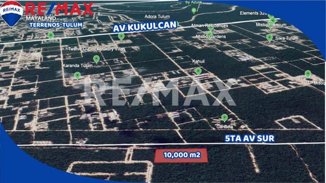 En venta hectárea sobre la 5ta av de tulum a solo 4.5 km de la playa 