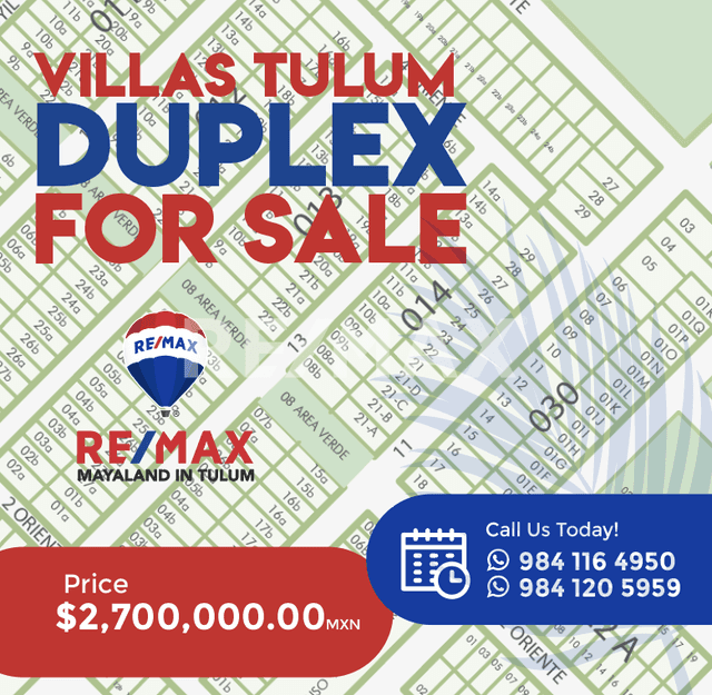 VENTA - CASA DUPLEX  105M2 TERRENO VILLAS TULUM