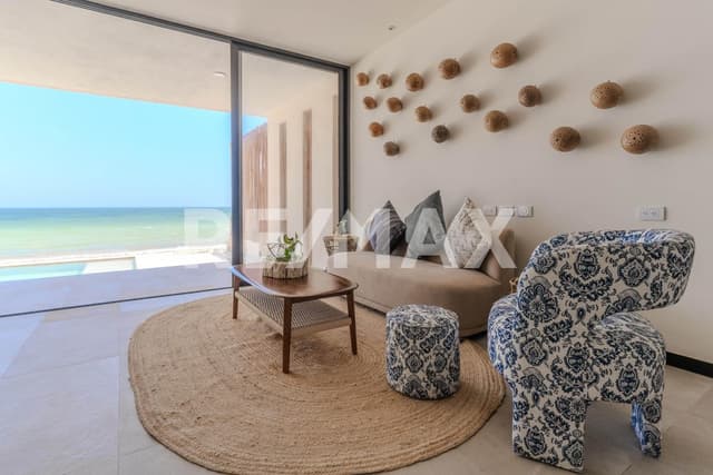 Lujosa Villa frente al mar de Telchac Puerto con 3 habitaciones -Azul-