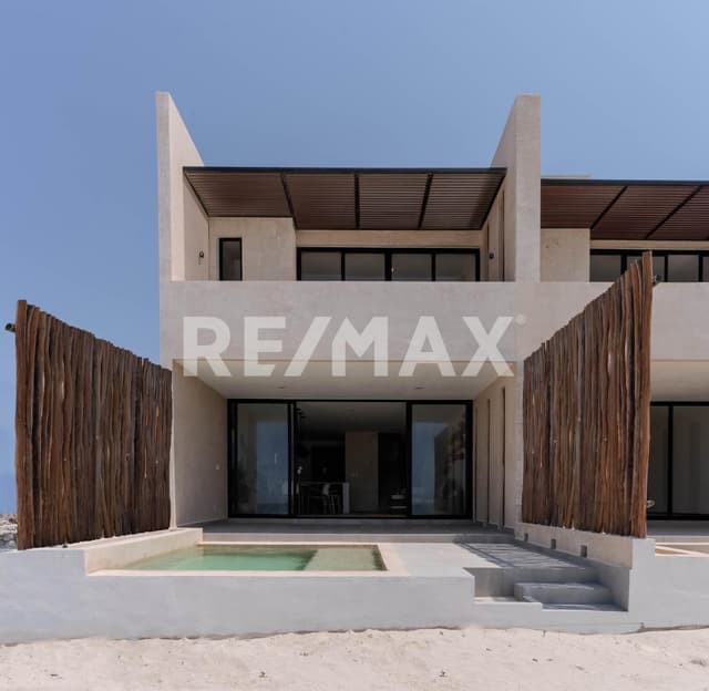 Lujosa Villa frente al mar de Telchac Puerto con 3 habitaciones -Azul-