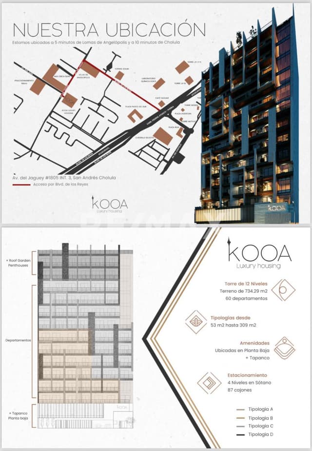 Venta de departamento en Kooa Luxury Housing /Angelópolis