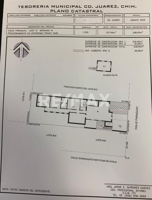 CASA EN VENTA COL. EXHIPODROMO, 4 RECÁMARAS, 3 BAÑOS, 337.5M, REQUIERE REMODELACIÓN, $1,850,000