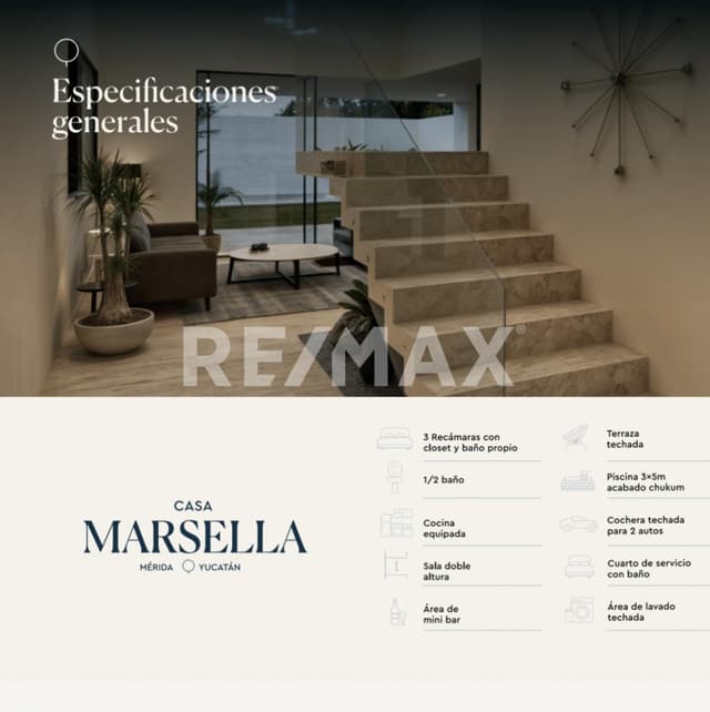 Venta de Casa de 3 Recámaras con Piscina en Privada Tres Lunas en Cholul Mérida,