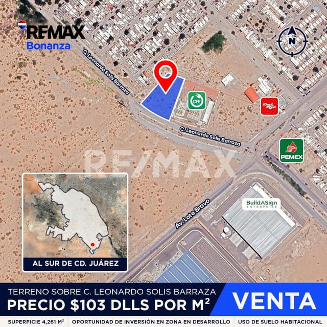 Terreno por la callle solis barraza 