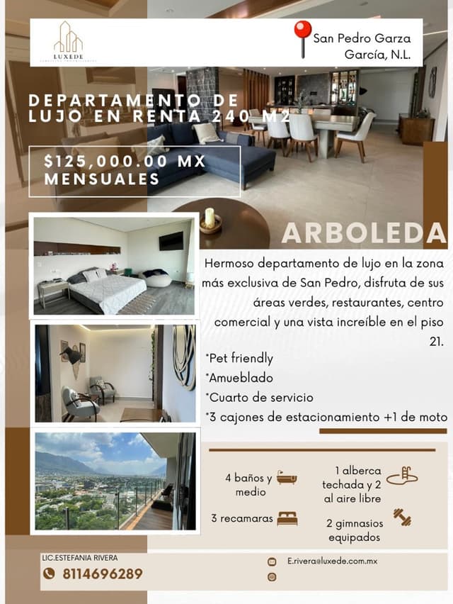 Departamento de lujo en RENTA