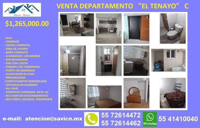 VENTA DEPARTAMENTO  " EL TENAYO "