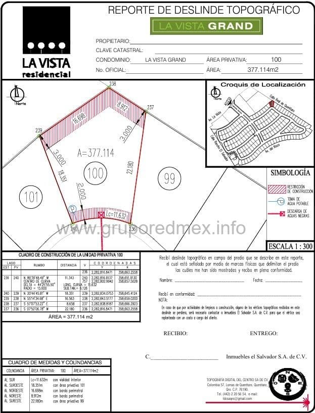 Lote 100, Fraccionamiento La Vista Residencial, Fray Junípero Serra, Paseo Querétaro, Qro.