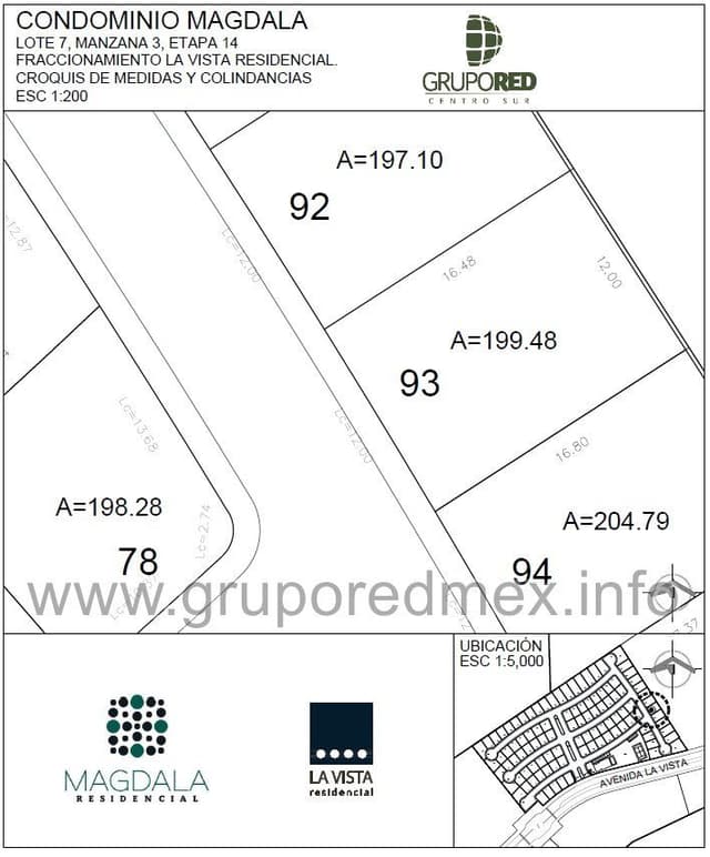 Lote 93, dentro de Fraccionamiento La Vista Residencial, Condominio Magdala, Excelente ubicación