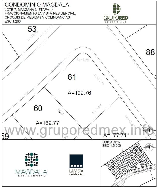 Lote 61, dentro de Fraccionamiento La Vista Residencial, Condominio Magdala, Excelente ubicación