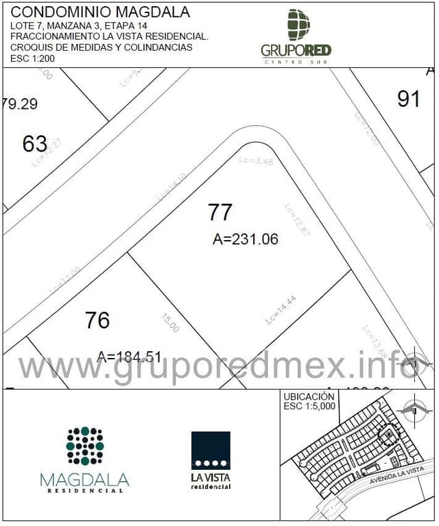 Lote 77, dentro de Fraccionamiento La Vista Residencial, Condominio Magdala, Excelente ubicacion