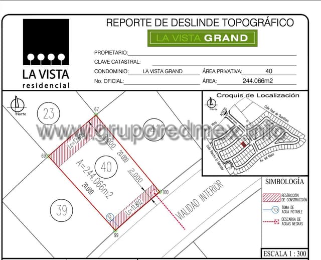 Lote 40. Terreno en venta en La Vista Residencial, Vista Grand, Fray Jupinero Serra, Queretaro
