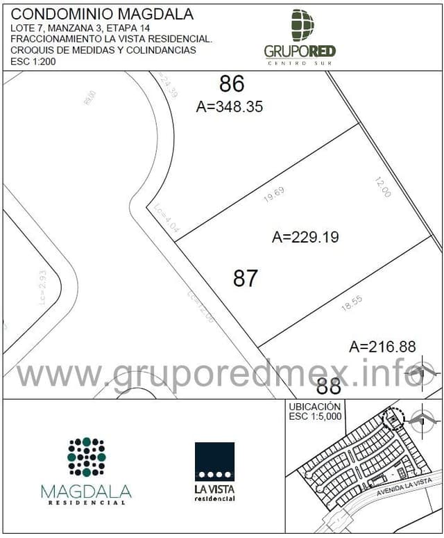 Lote 87, dentro de Fraccionamiento La Vista Residencial, Condominio Magdala, Excelente ubicación
