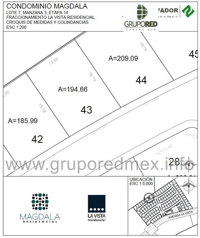 Lote 43, dentro de Fraccionamiento La Vista Residencial, Condominio Magdala, Excelente ubicación