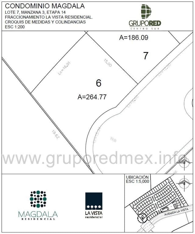 Lote 6 en esquina, dentro de Fraccionamiento La Vista Residencial, Condominio Magdala, Excelente ubicación
