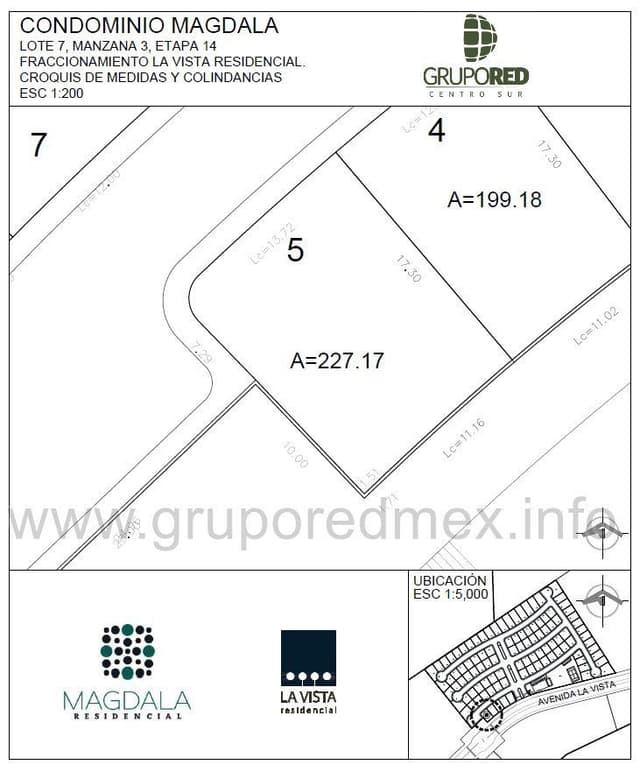 Lote 5 en esquina, dentro de Fraccionamiento La Vista Residencial, Condominio Magdala, Excelente ubicación