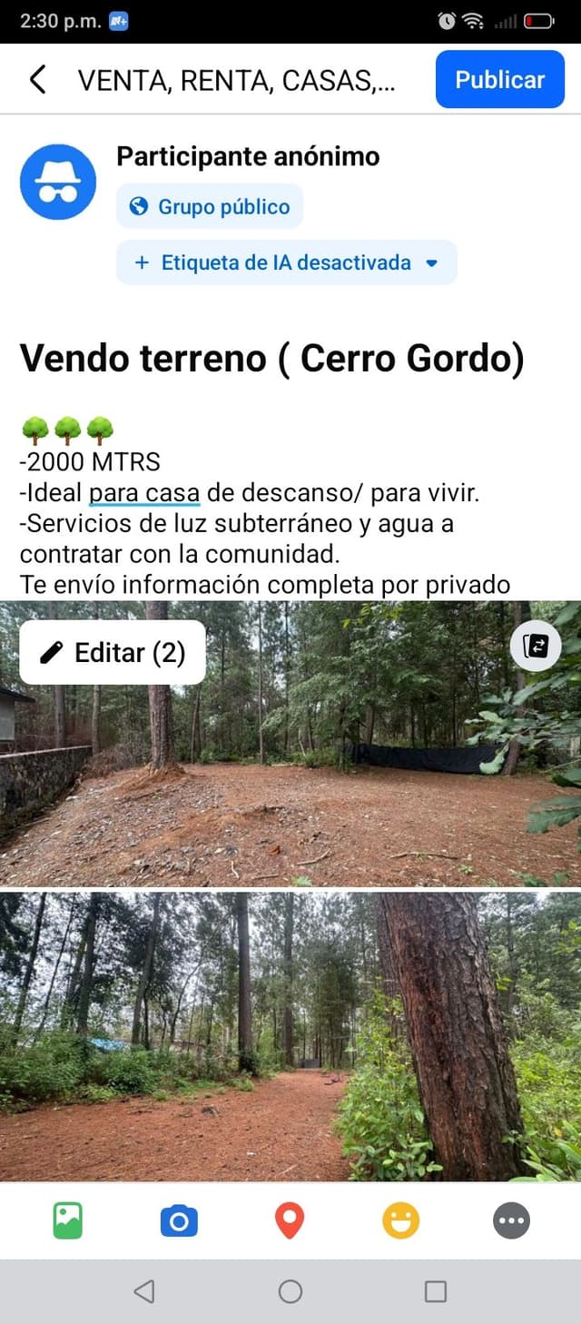 Terreno en venta, Cerro Gordo