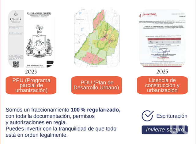 Terrenos en Preventa en Cuauhtemoc. Alta Plusvalía. Escriturables con servicios.