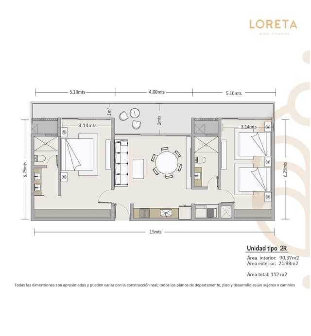 Penthouse 2R, 112 m2 con rooftop en Lausana más de 30 amenidades premium