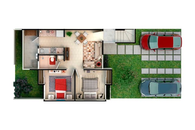 Departamento en VENTA Los Héroes San Pablo, Tecamac - Sauce 2 recamaras (PLANTA INTERMEDIA)