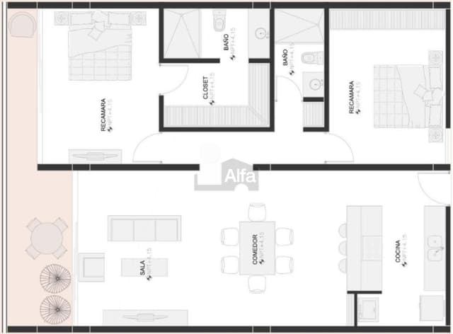Departamento 2 recamaras, 1er Nivel, amenidades, en Montebello, Mérida.