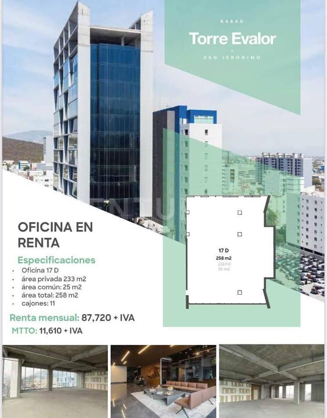 OFICINA EN RENTA EN COL. SAN JERONIMO EN MONTERREY