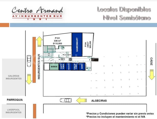 RENTA DE LOCAL COMERCIAL EN CENTRO COMERCIAL ARMAND, AV. DE LOS INSURGENTES SUR
