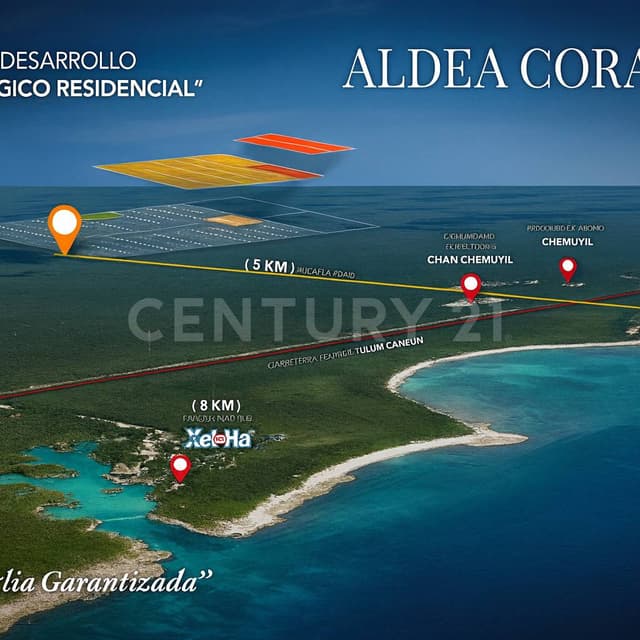 Lote residencial de 940 m² en Aldea Coral, Chemuyil – Riviera Maya