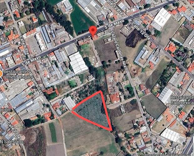 Terreno en venta 5,954 m2, zona Chipilo cerca av 5 de mayo, Puebla
