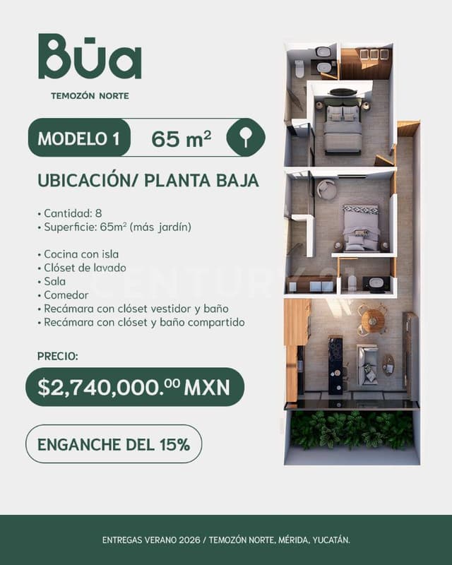 BÚA DEPARTAMENTOS EN TEMOZON NORTE EN VENTA