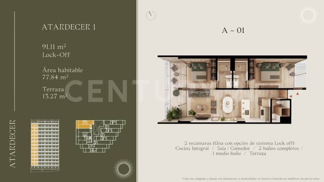 Departamento Av. Bonampak - Vista Atardecer A-01